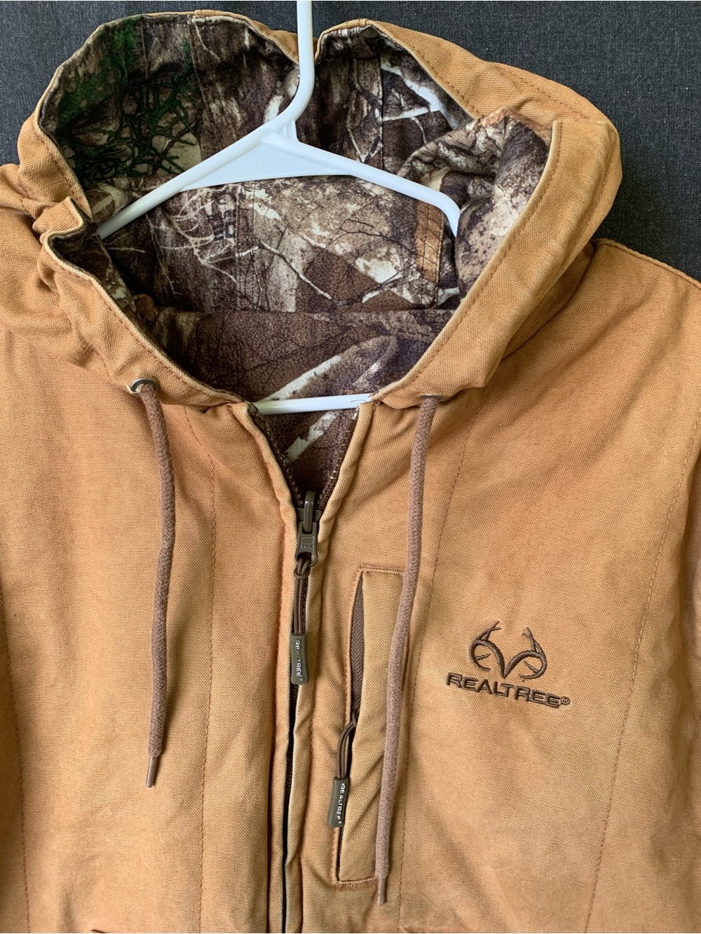 Realtree Men's Reversible Camo Hunting Bomber Jacket Hooded Full Zip Size Small - Picture 2 of 15